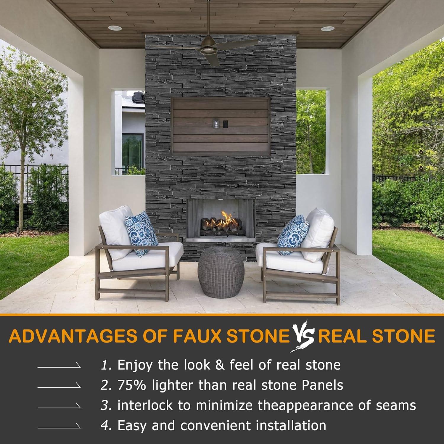 Faux Stone Wall Covering Panels for Interior and Exterior Decor Panels