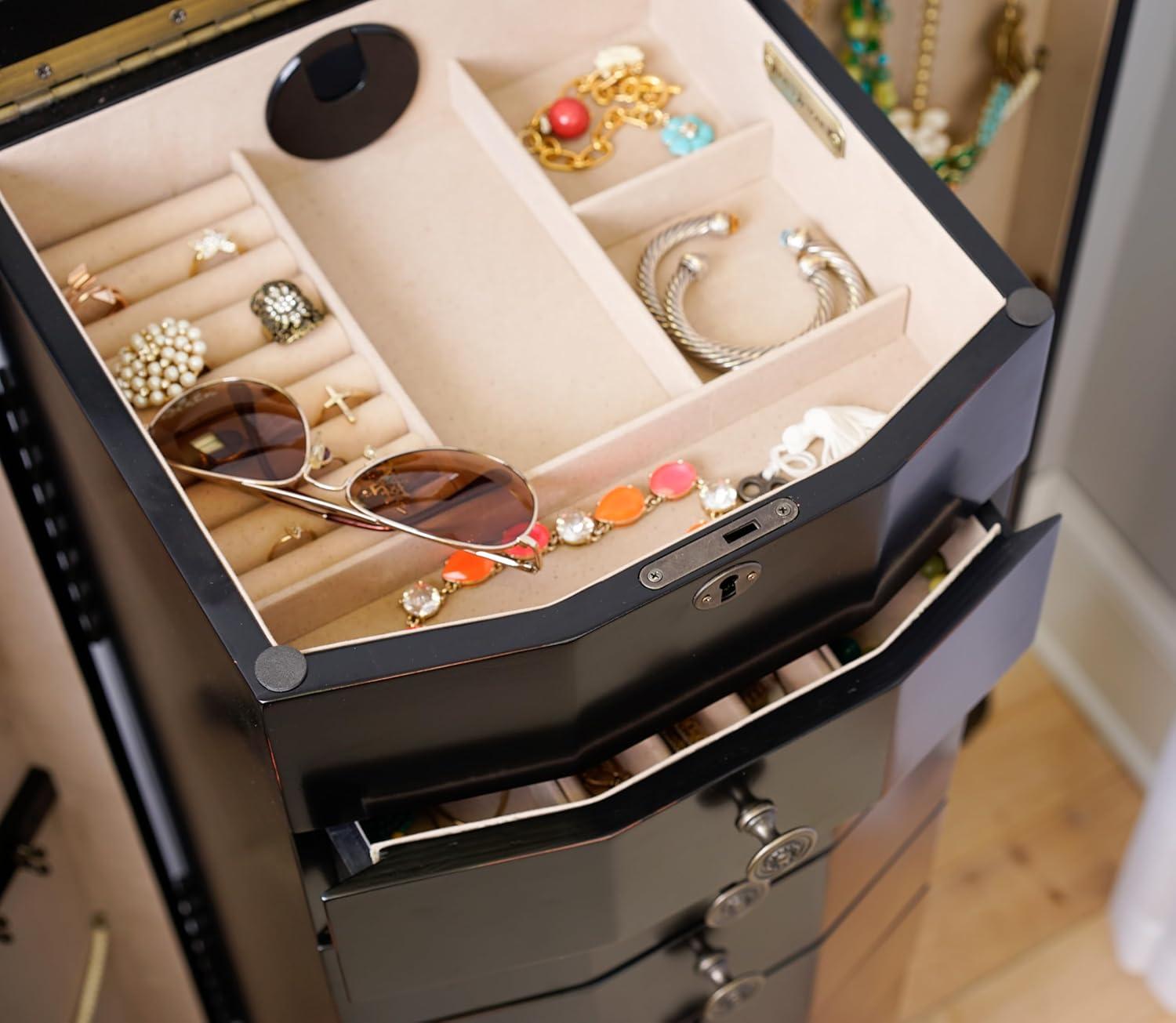 Hives and Honey Florence 8 Drawer Standing Jewelry Armoire - Rich Black