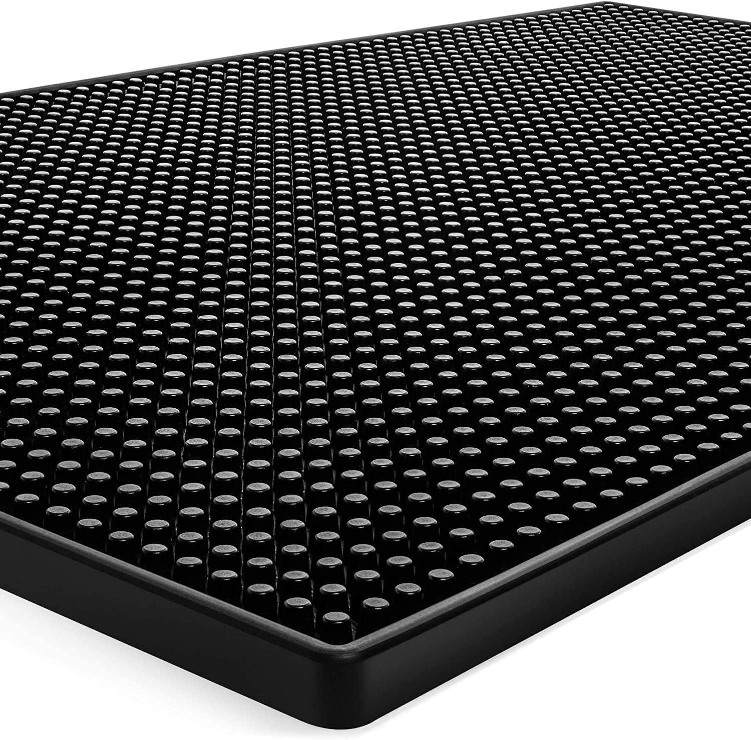 Tebery Black Mat 18" x 12" Rubber Bar Service Spill Mat ( 2 Pack )