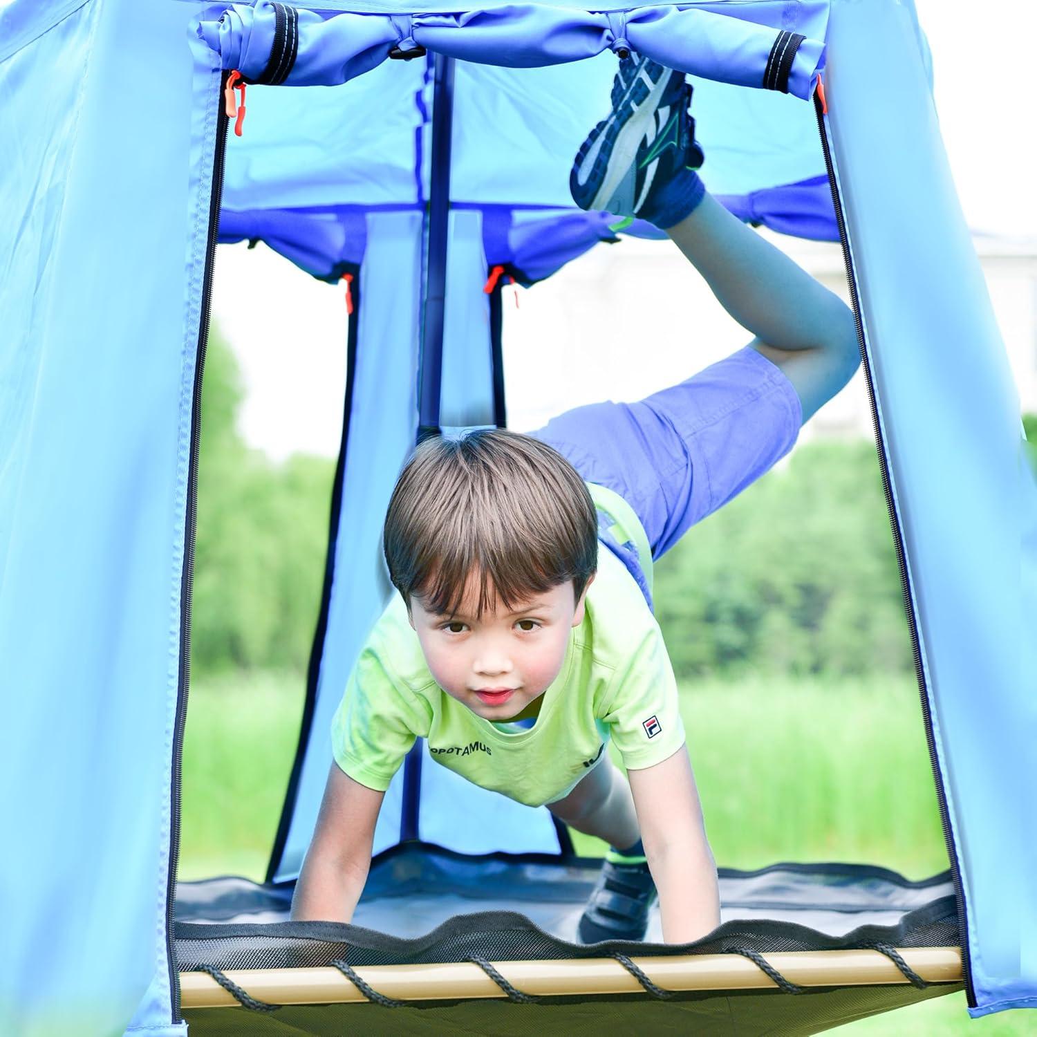 Kids Climbing Dome with Canopy and Playmat - 10 ft Jungle Gym Geometric Playground Dome Climber Play Center, Rust & UV Resistant Steel Supporting 1000 LBS