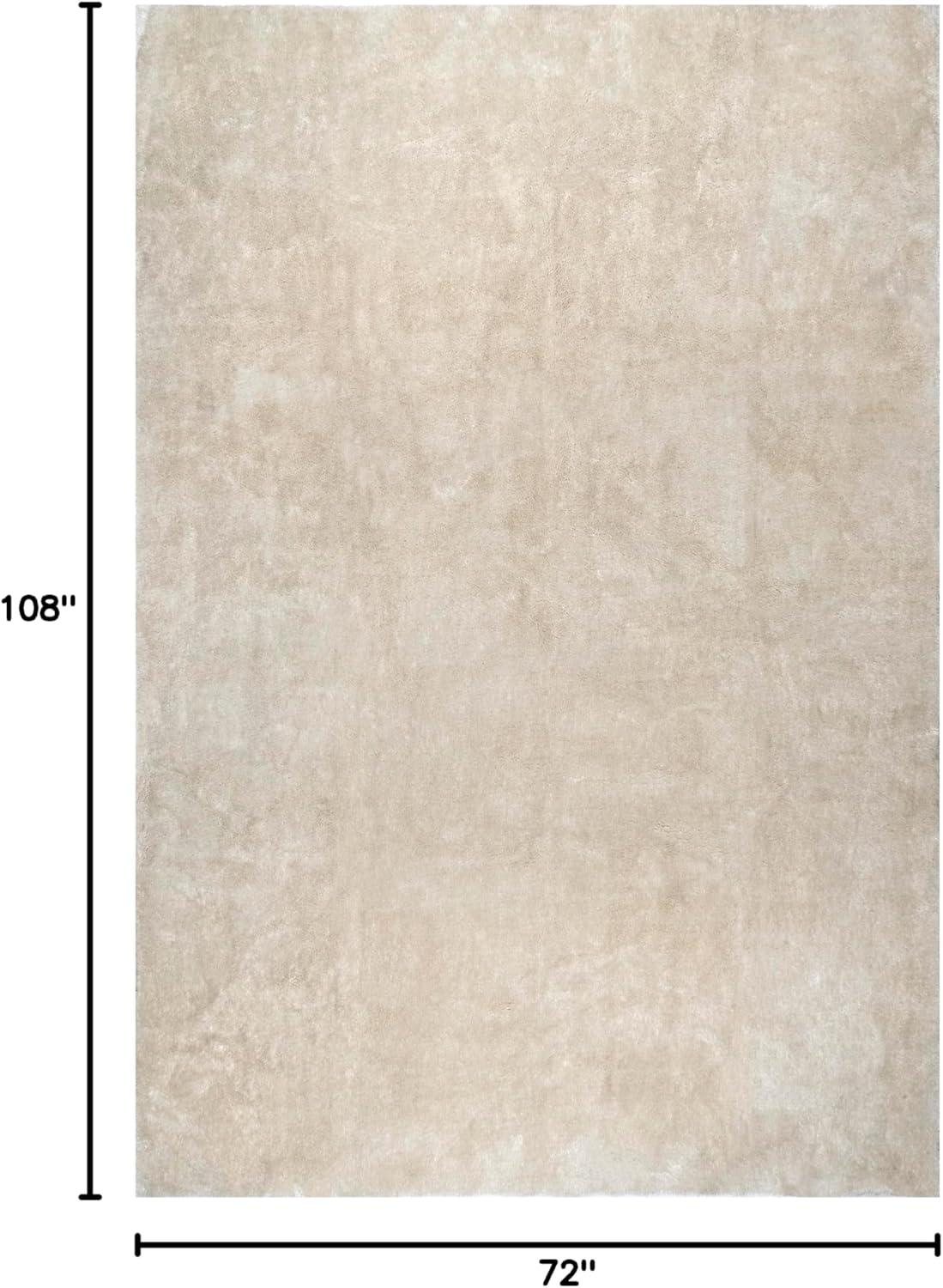 nuLOOM 6' x 9' Cozy Plush SuperiorWash Area Rug, Machine Washable, Non-Slip, Soft Fluffy Shag Carpet for Living Room Bedroom Nursery, Loni Cream