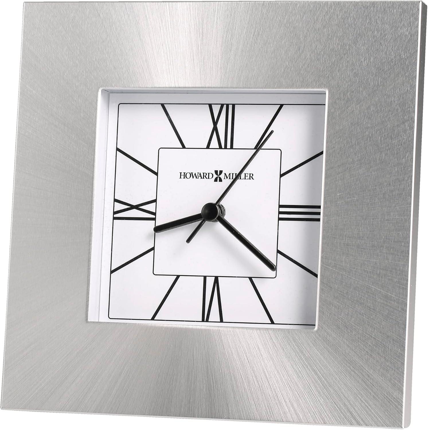 Roman Numeral Metal Quartz Movement / Crystal Tabletop Clock in Aluminum