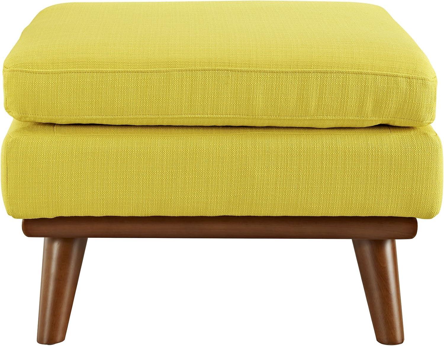 Modway Engage Upholstered Polyester Fabric and Wood Ottoman in Sunny Yellow