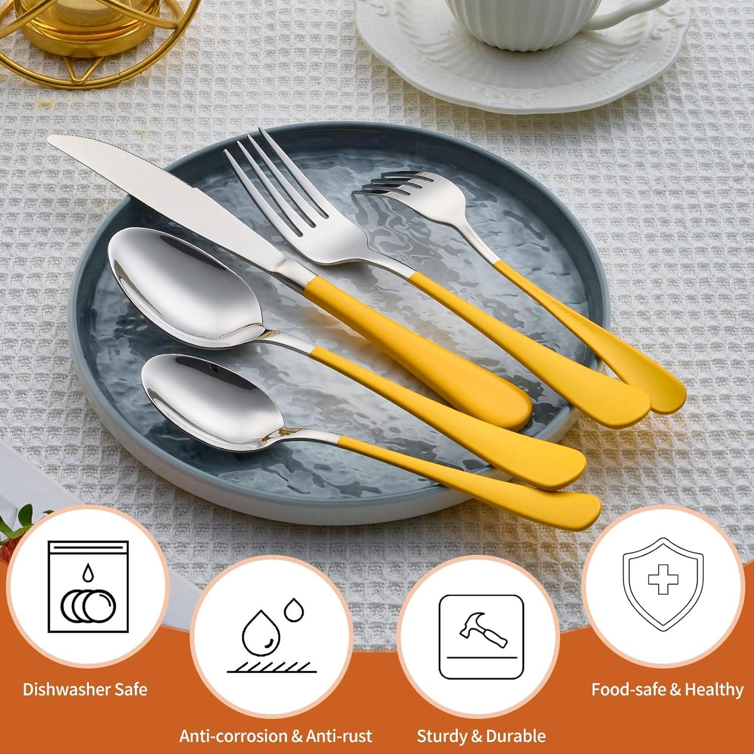 Ivy Bronx 20-Piece Silverware Set, 18/0 Stainless Steel Handle Flatware Set, Service for 4