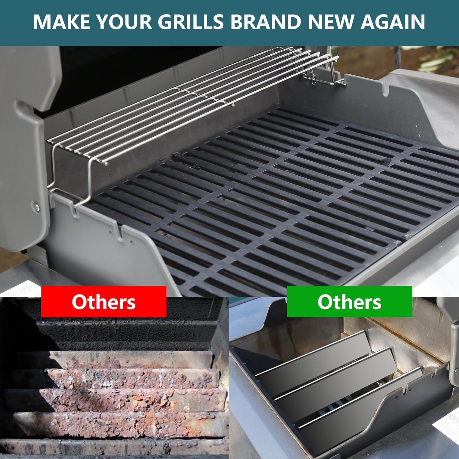 GasSaf 15.3inch Flavorizer Bar Replacement for Weber 7635, Spirit 200 Series, Spirit E-210, S-210, E-220, S-220 with Front Controls Panel, 3-Pack Stainless Steel Flavor Bar(15.3"x3.5"x2.5")