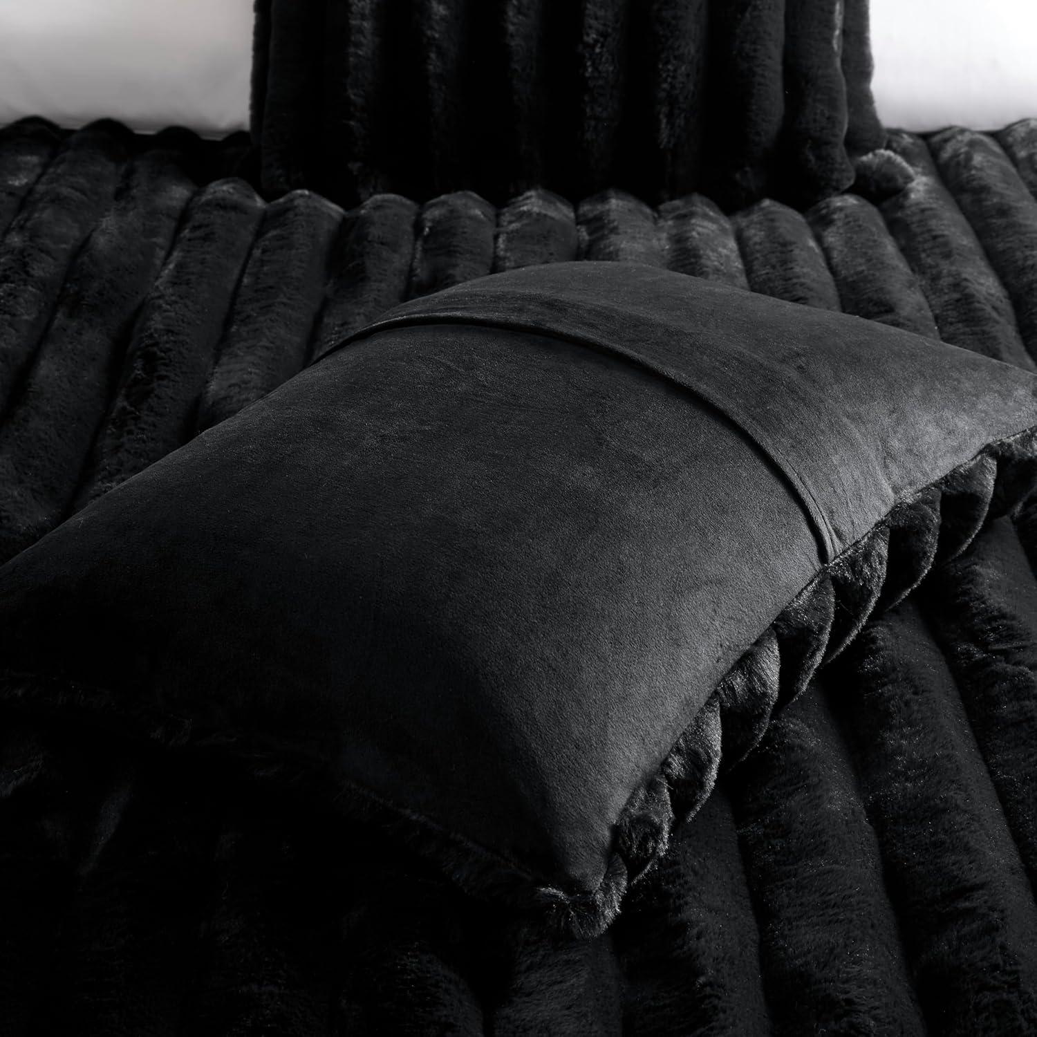 Madison Park Jasmine 3 Piece Ultrasoft Faux Fur Ribbed Comforter Set