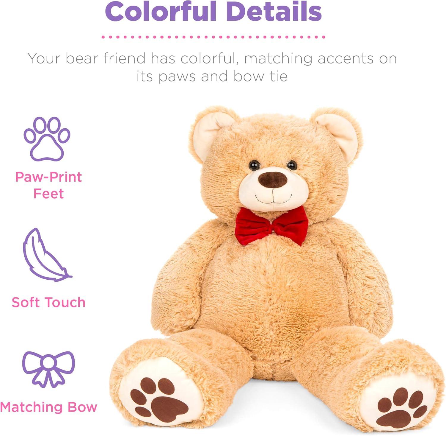 Best Choice Products 35in Giant Soft Plush Teddy Bear Stuffed Animal Toy w/ Bow Tie, Footprints