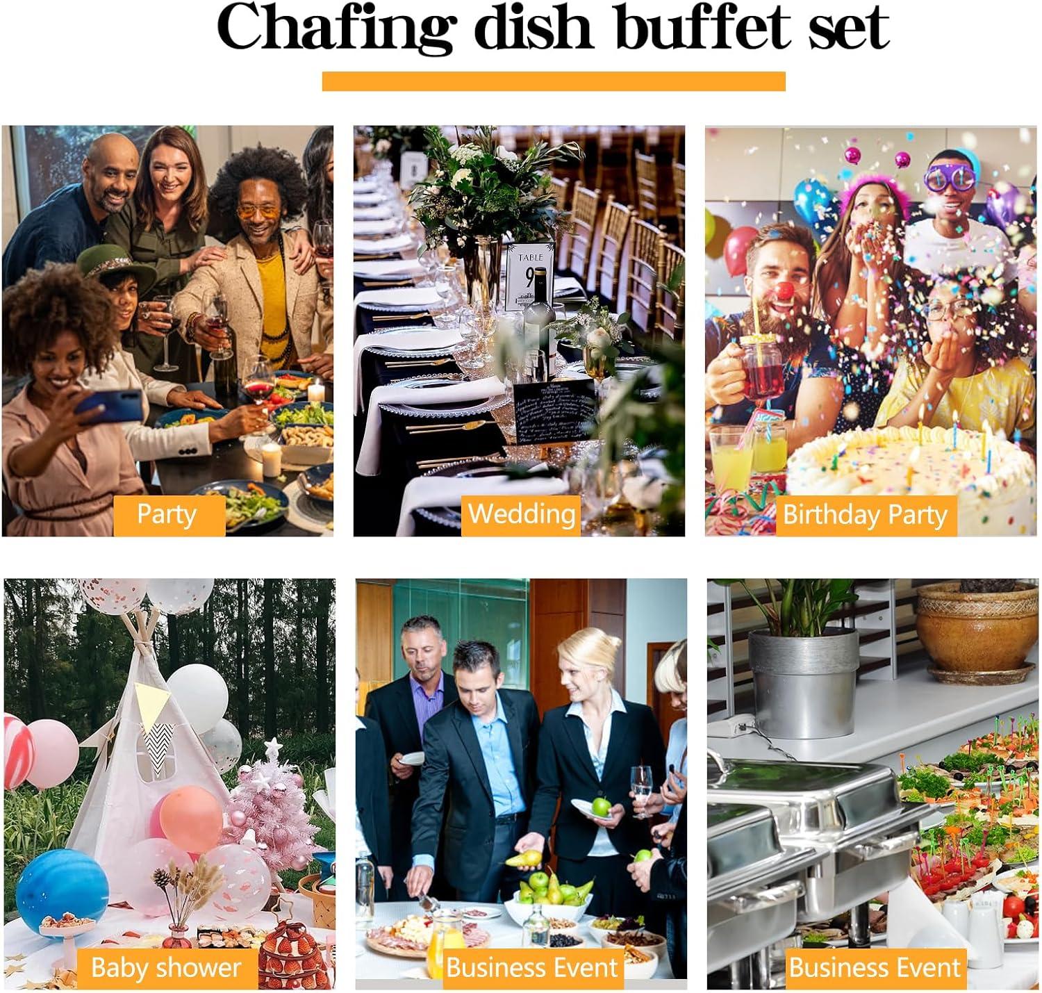 The Party Aisle™ Chafing Dishes For Buffet 4 Pack, 8 Qt Stainless Steel Chafers And Buffet Warmers Sets With Lid, Rectangle Serving Food Warmer Catering Supplies Buffet Display For Parties