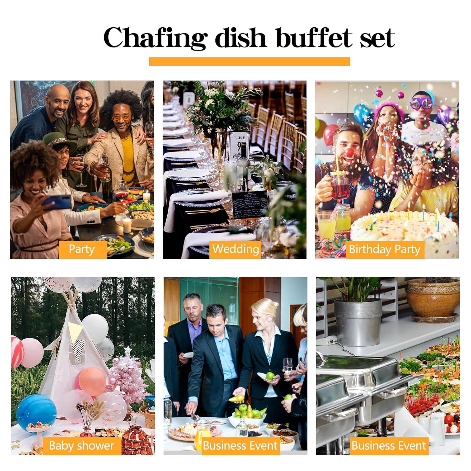 The Party Aisle™ Chafing Dishes For Buffet 4 Pack, 8 Qt Stainless Steel Chafers And Buffet Warmers Sets With Lid, Rectangle Serving Food Warmer Catering Supplies Buffet Display For Parties