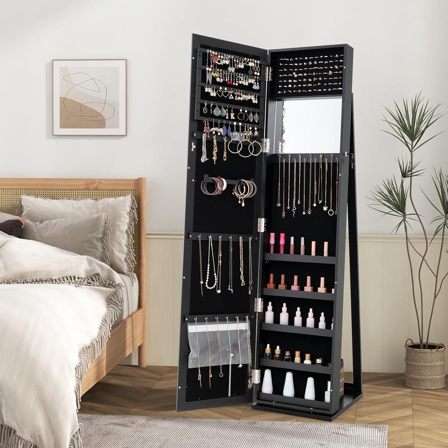 NIERBO Lockable Jewelry Organizer Mirror - Stylish Storage Solution For Women