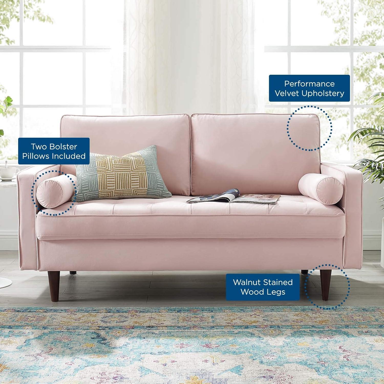 Valour Performance Velvet Loveseat Pink