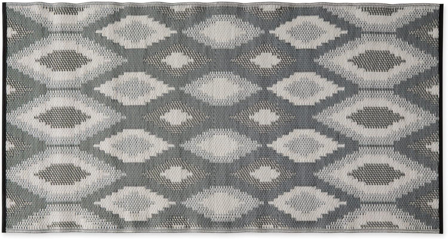 DII Reversible Indoor/Outdoor Ikat Woven Rug, 3x6', Black