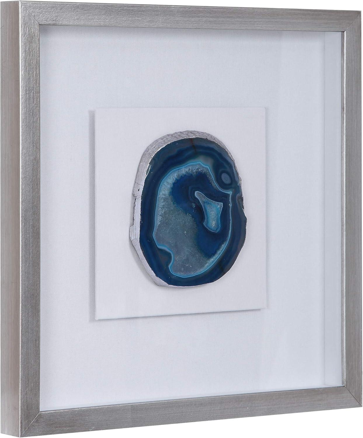 Kalia Blue Agate Stone Shadow Box with Silver Frame