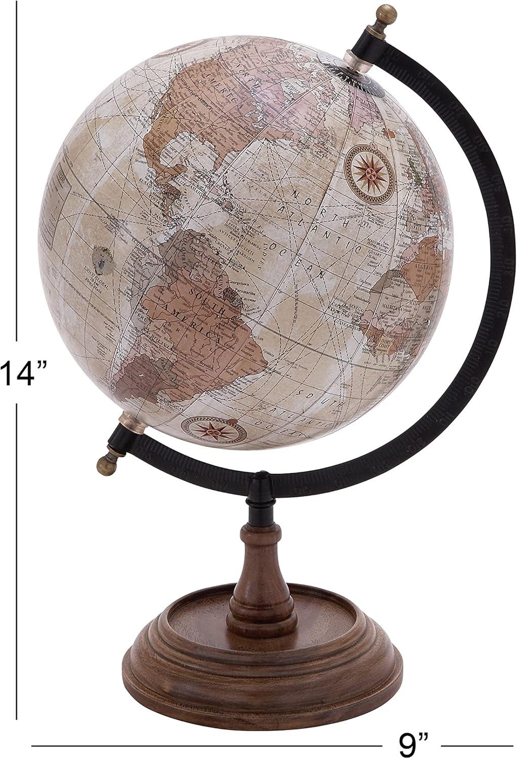 DecMode 9" Brown Globe with Wood Base