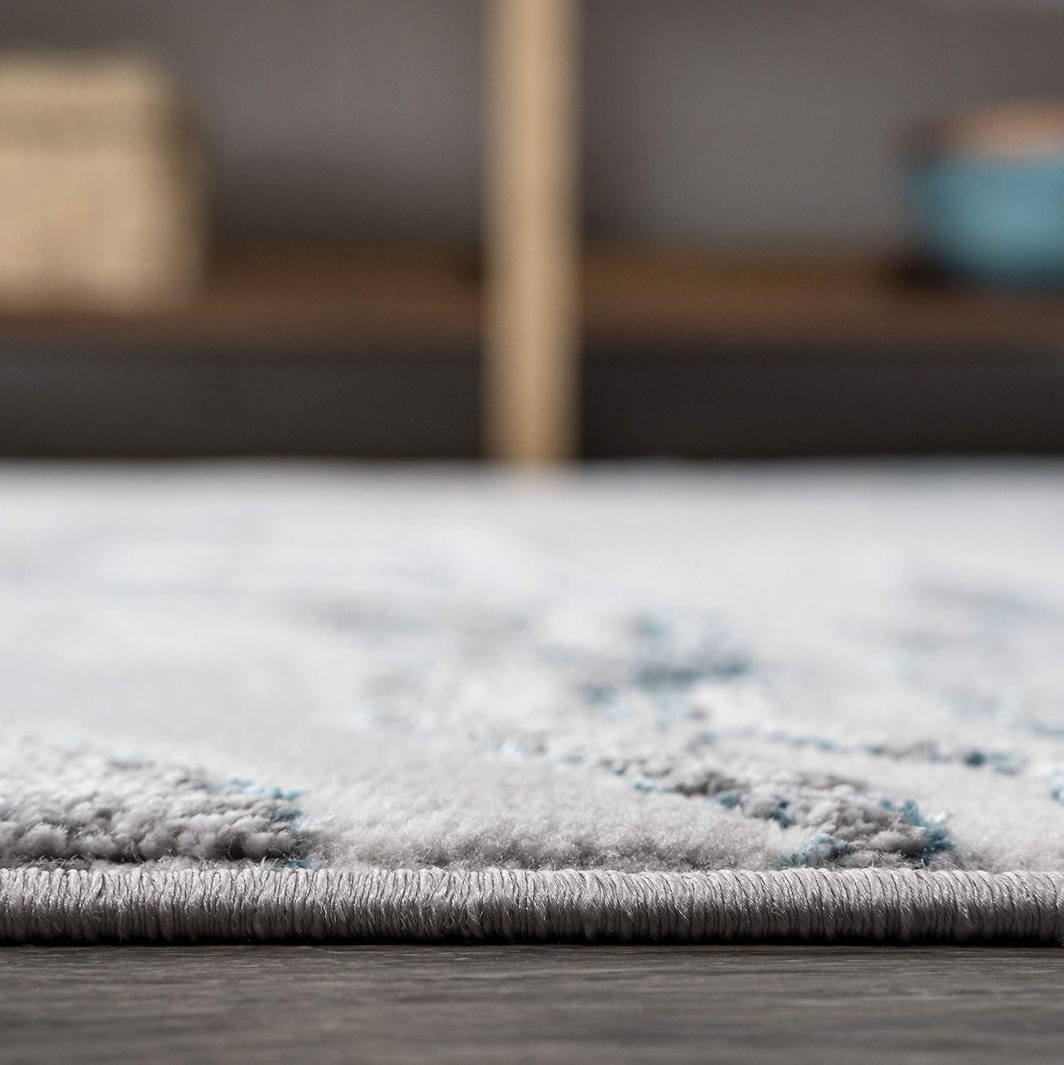 4'x6' Swirl Marbled Abstract Area Rug, Gray/Turquoise - JONATHAN Y