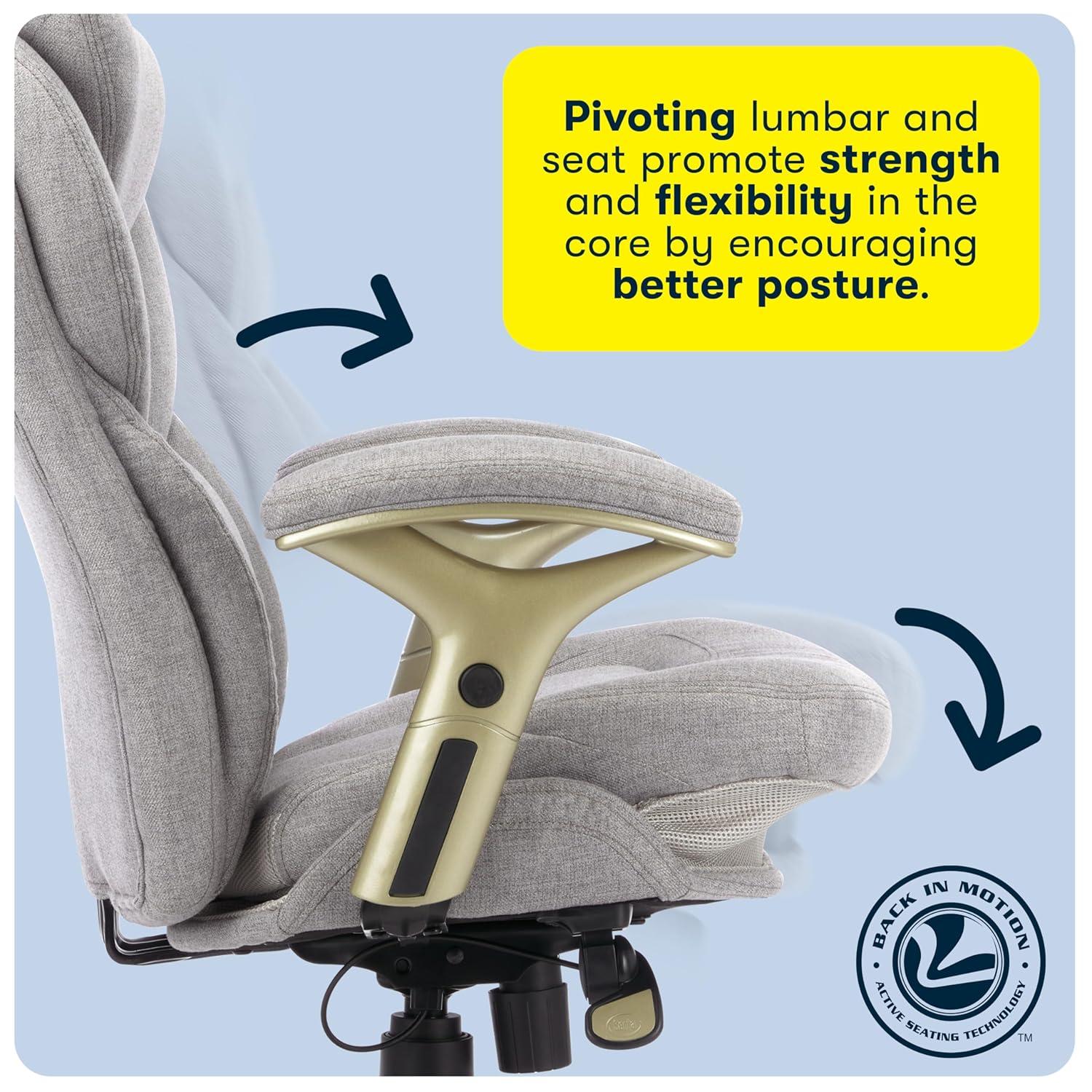 Works Executive Office Chair Light Gray : Serta, Ergonomic, Pneumatic Height Adjustment, Bonded Leather