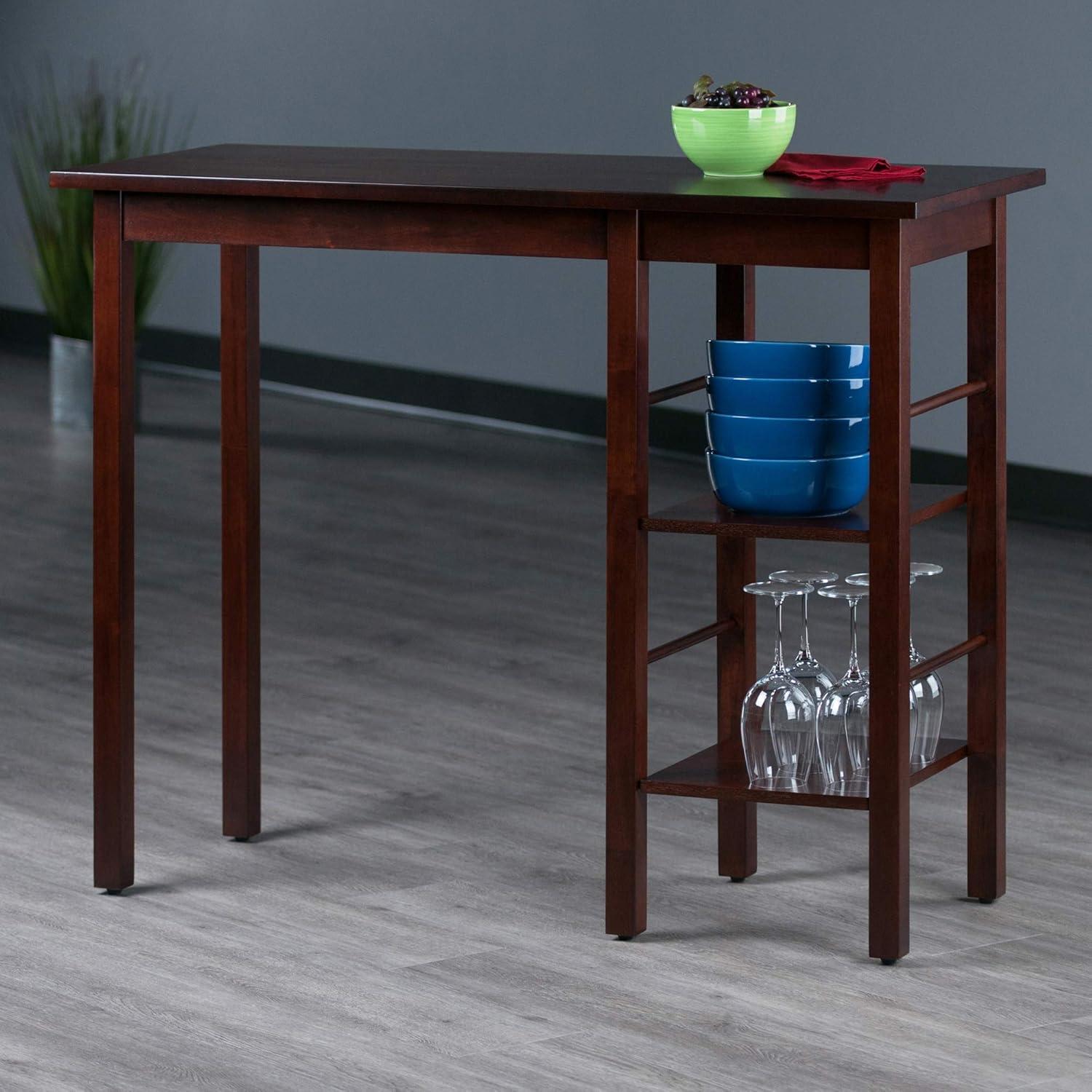Dining Table Walnut - Winsome: Counter Height, Storage Base, Seats 4, Hardwood