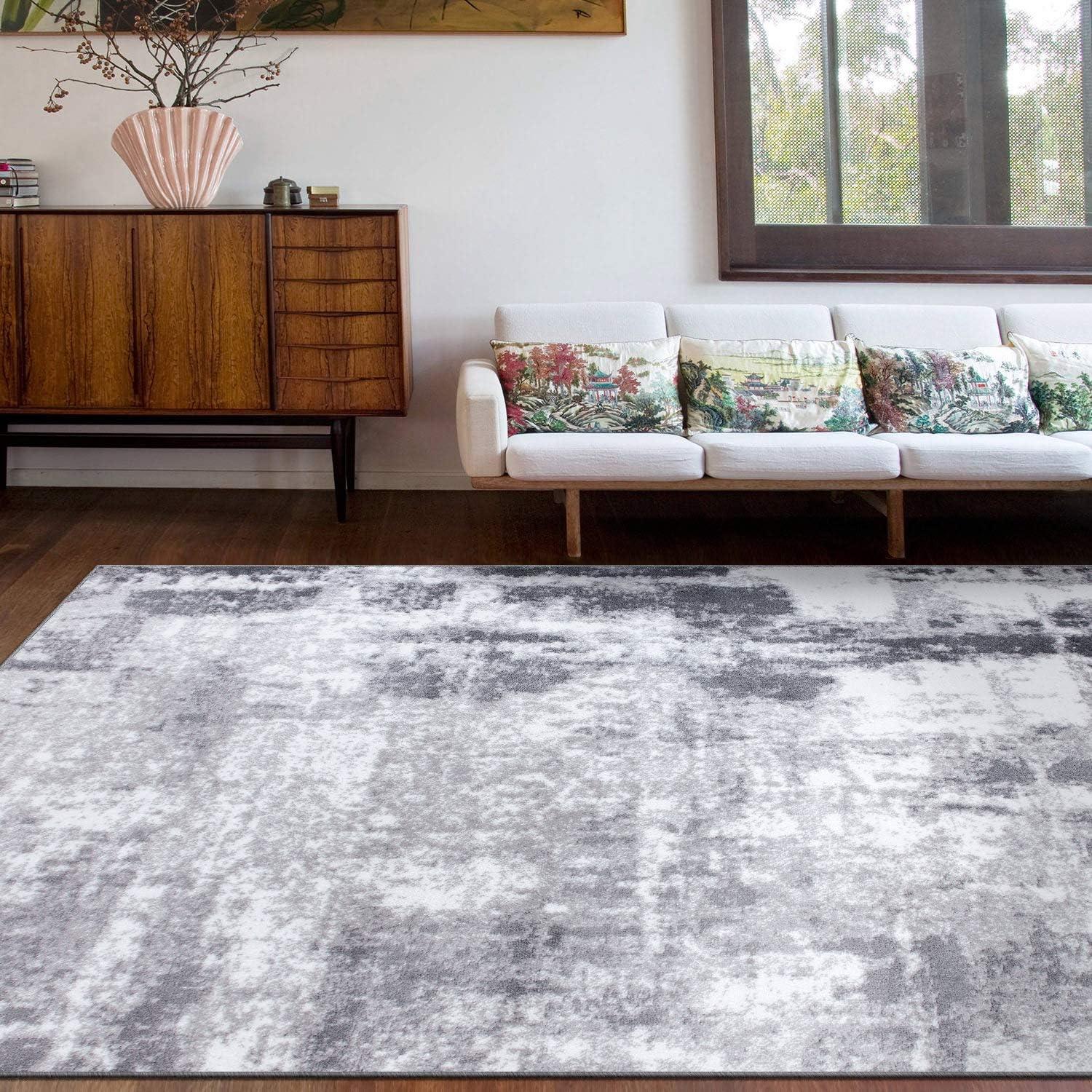 World Rug Gallery Contemporary Abstract Distressed Area Rug