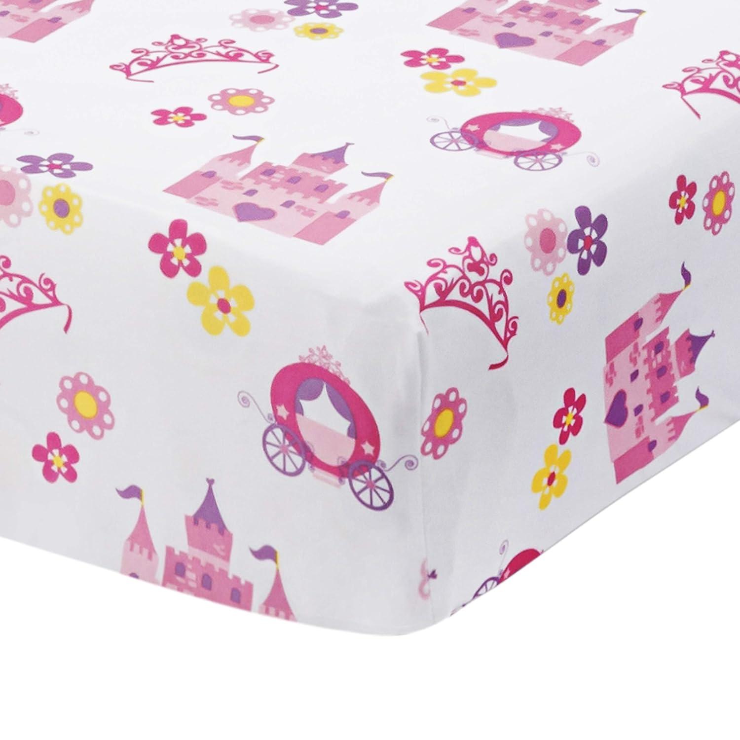 Everyday Kids 3 Piece Girls Crib Bedding Set -Princess Storyland