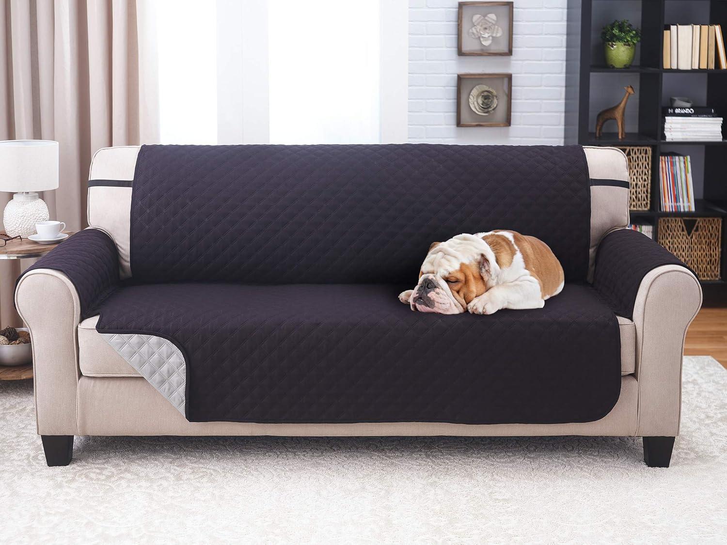 Sofa Cover - Furniture Protector - Shield & Protects from Dogs, Cats, Pets, Kids, Stains - Reversible, Easy Wash & Dry - Chocolate & Tan - 110" W x 75" L