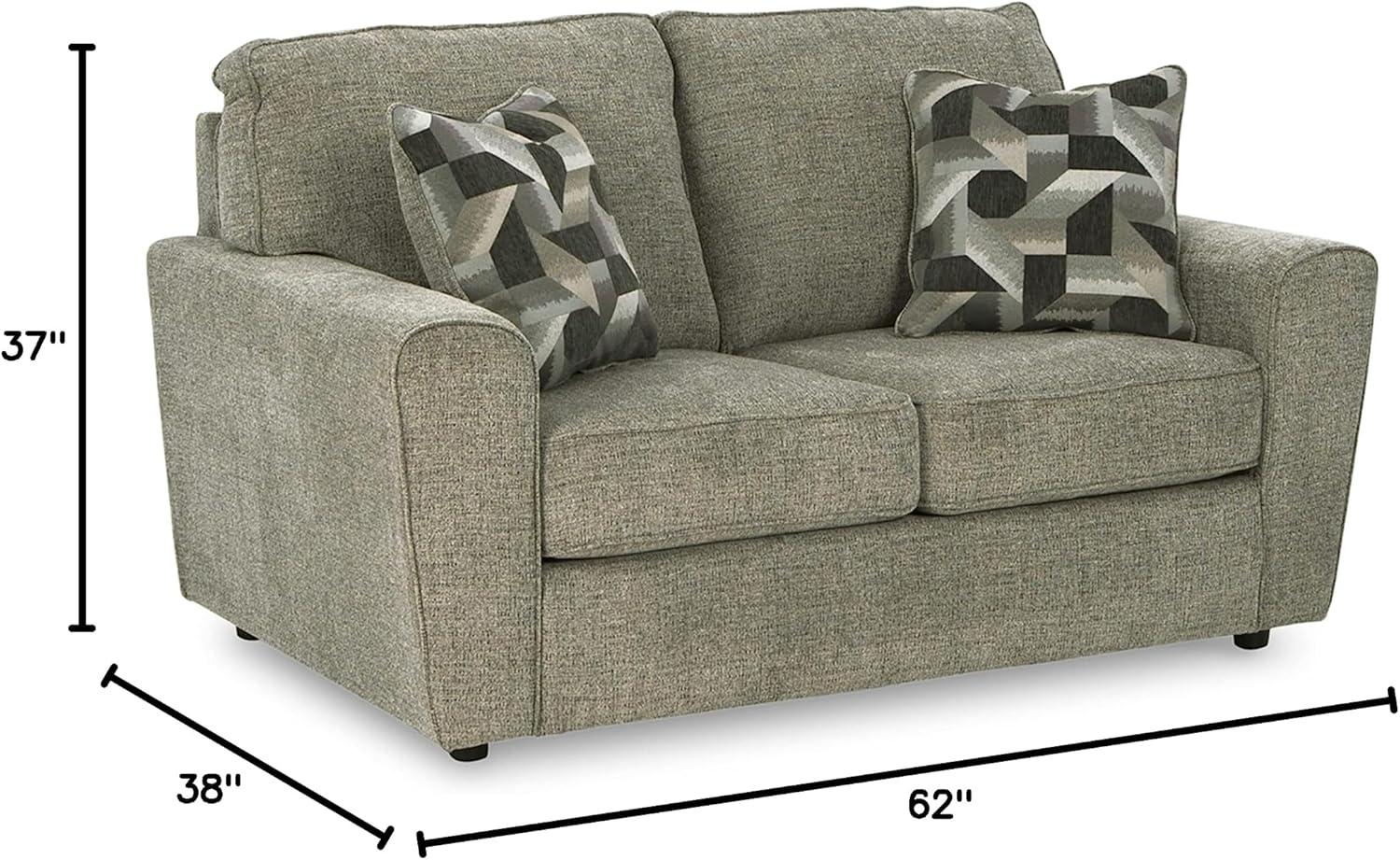 Ashley Furniture Cascilla Contemporary Fabric & Wood Loveseat in Light Gray