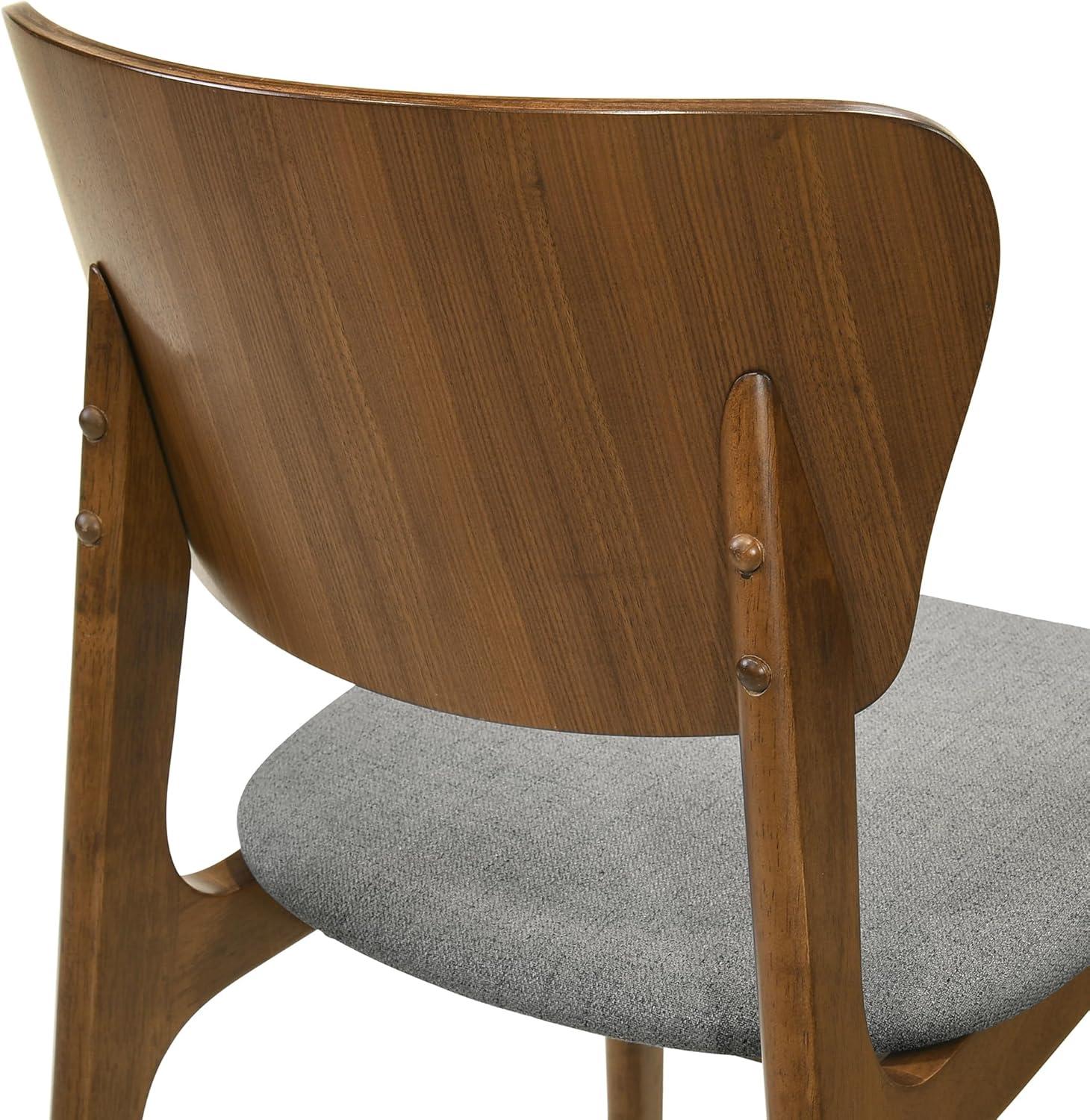 Armen Living Kalia 18" Fabric & Wood Dining Chair in Charcoal/Walnut (Set of 2)