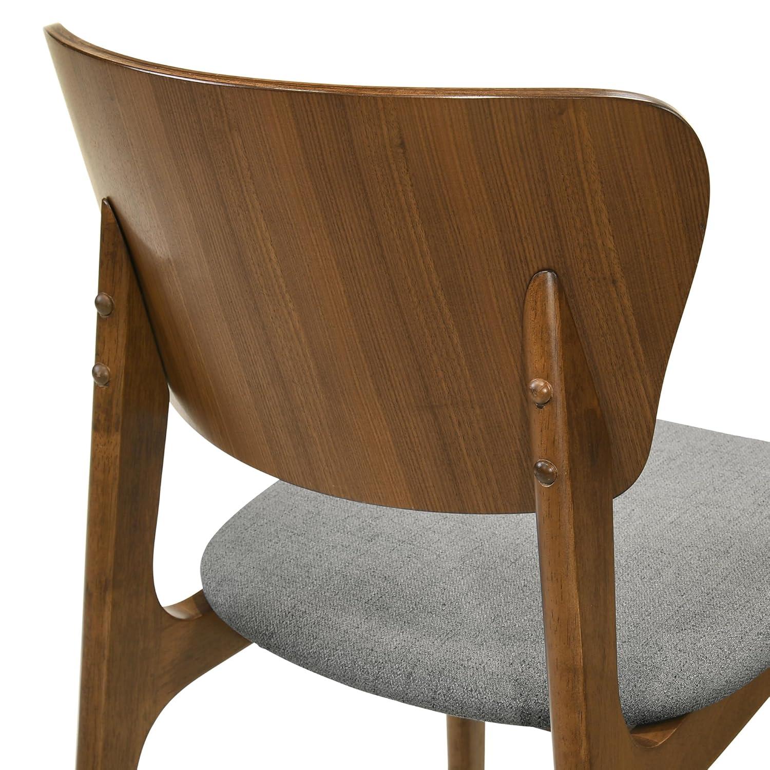 Armen Living Kalia 18" Fabric & Wood Dining Chair in Charcoal/Walnut (Set of 2)