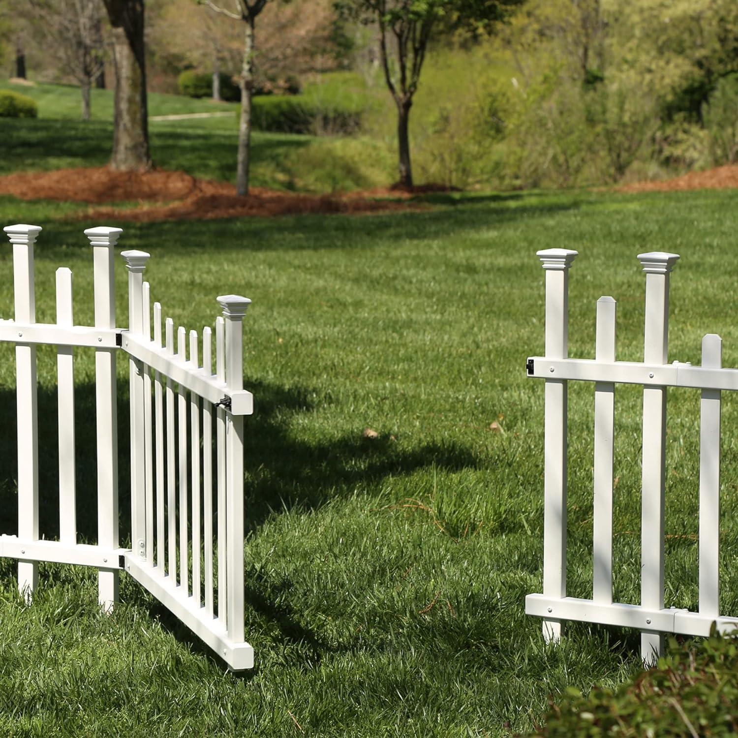 30in H x 62in W (1 Gate) No Dig Zippity Madison Gate Kit, White Vinyl Picket Fence Gate Kit for Madison Fence Panels, Child or Dog Gate for Backyard, Patio, Outdoor, or Garden Fence, ZP19028