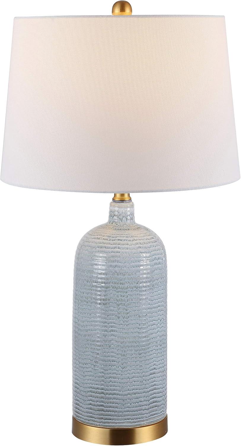 SAFAVIEH Stark 27 in. Coastal Glass Table Lamp, Blue