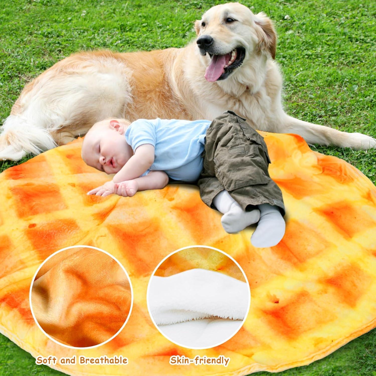 Orange Waffle Flannel Throw Blanket for Kids and Adults