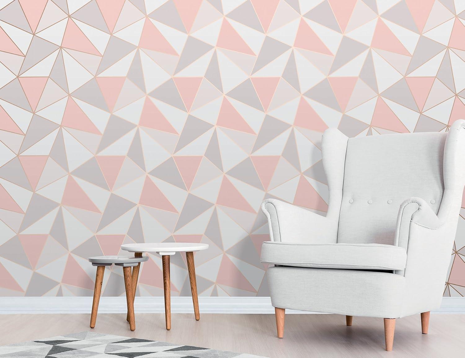 Arken Rose Gold Geometric Non-Woven Wallpaper, 20.5" x 33'