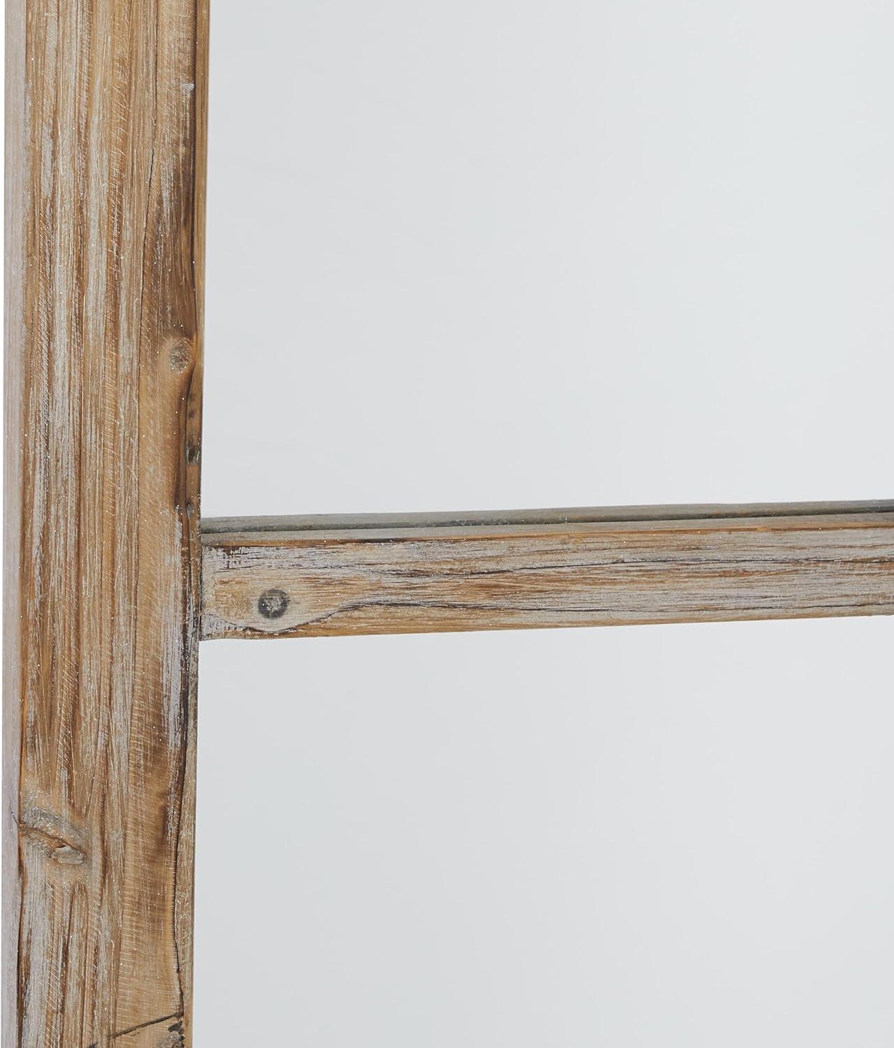 DecMode Contemporary Squre Wood Window Shaped Wall Mirror, 56"W x 44"H with Distressed Brass Colored Frame