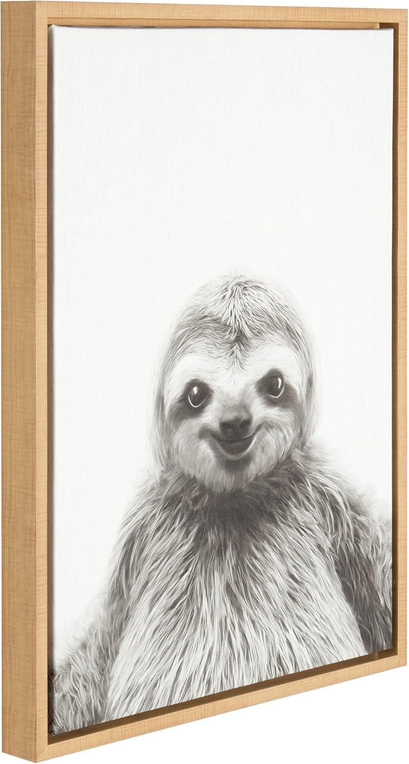 24" x 18" Sloth Framed Canvas Art - Uniek