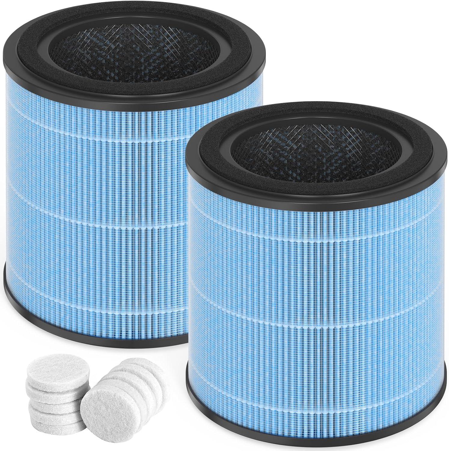 Nispira AP0601 2-in-1 True HEPA Filter Replacement for AirTok Air Purifier AP0601-RF | Remove Particle Size down to 0.1 microns | 2 Packs