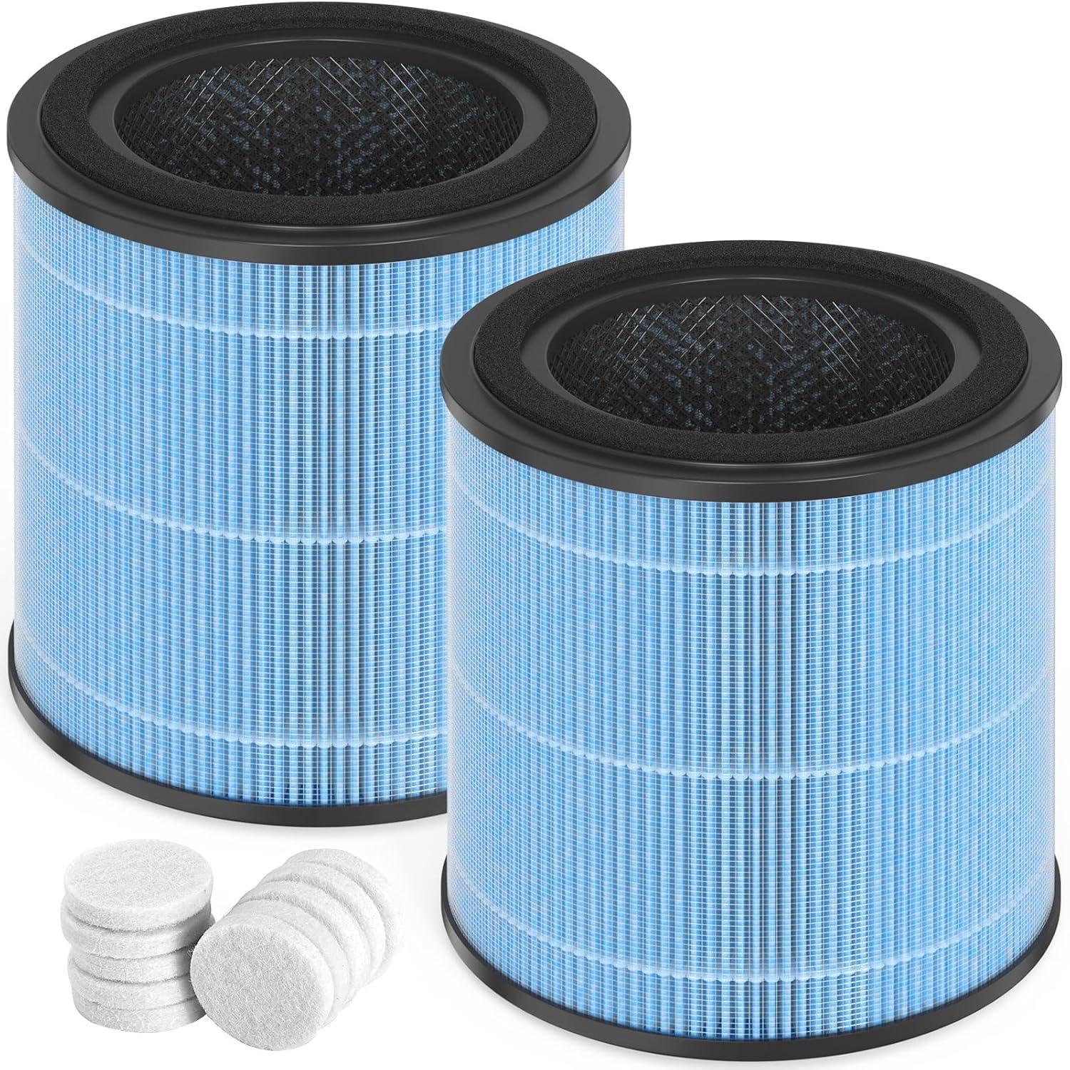 Nispira AP0601 2-in-1 True HEPA Filter Replacement for AirTok Air Purifier AP0601-RF | Remove Particle Size down to 0.1 microns | 2 Packs