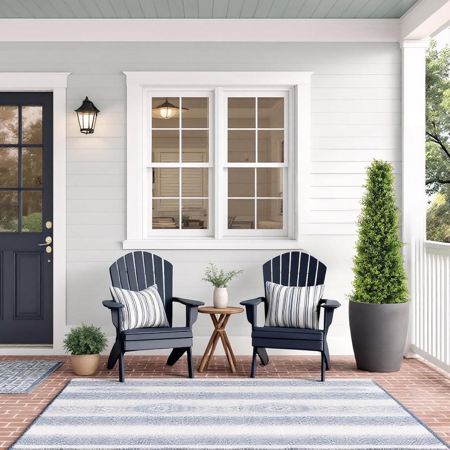 4ft Artificial Boxwood Topiary Trees, Set of 2 – UV Resistant Faux Evergreen Shrubs and Bushes for Outdoor Planters, Realistic Fake Plants for Front Porch Outside Patio Yard, 4 Foot Tall