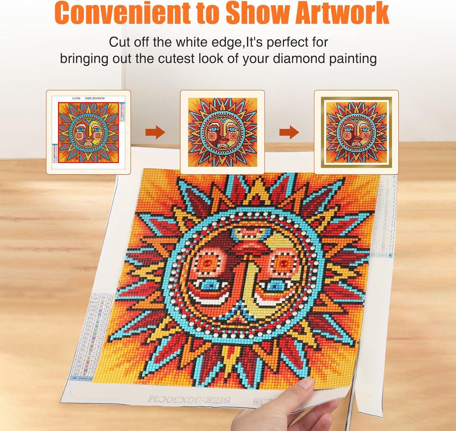 GHHKUD Upgraded 2Pack Diamond Painting Frames, Frames for 30x30cm Diamond Painting Canvas, Magnetic Diamond Art Frame Self-Adhesive, Diamond Painting Frames with Hooks for Wall Window Door (Gold)