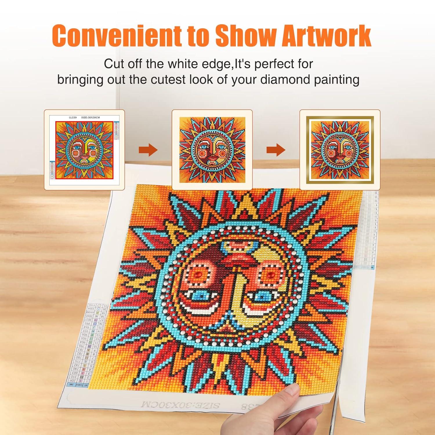 GHHKUD Upgraded 2Pack Diamond Painting Frames, Frames for 30x30cm Diamond Painting Canvas, Magnetic Diamond Art Frame Self-Adhesive, Diamond Painting Frames with Hooks for Wall Window Door (Gold)