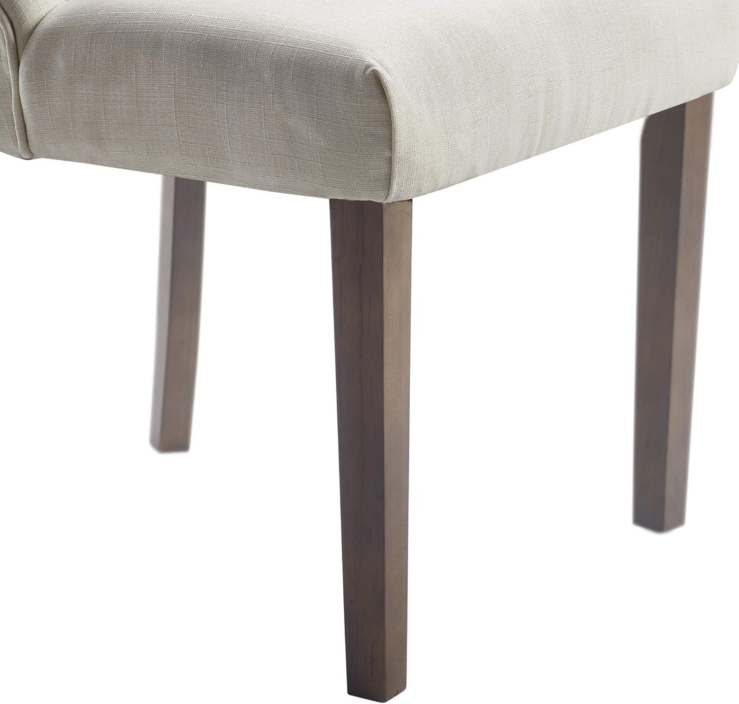 Set of 2 Elmhurst Tufted Side Chair Vintage Cream - Finch: Upholstered, Contoured Back, Wooden Legs