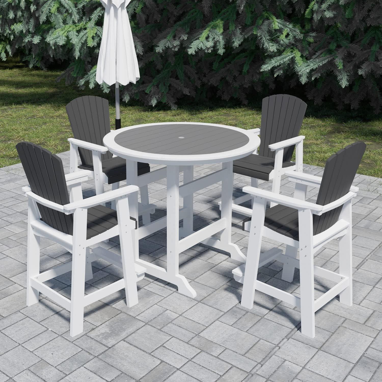 Ceballos Patio Bar Table Set High Top Outdoor Table And Chairs Set Of 5 Bar Table & Stools Set With Tall Adirondack Chairs Set For 4