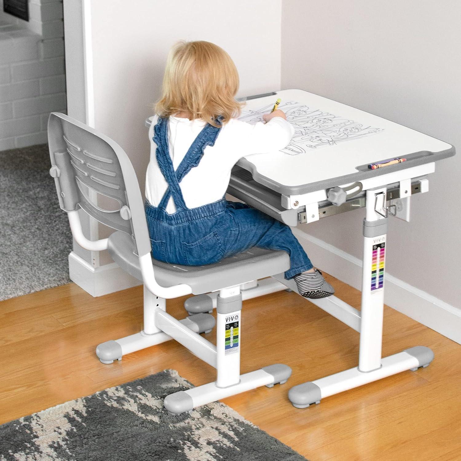 Kids 12.6'' Adjustable Height Desk Or Activity Chair Chair and Ottoman