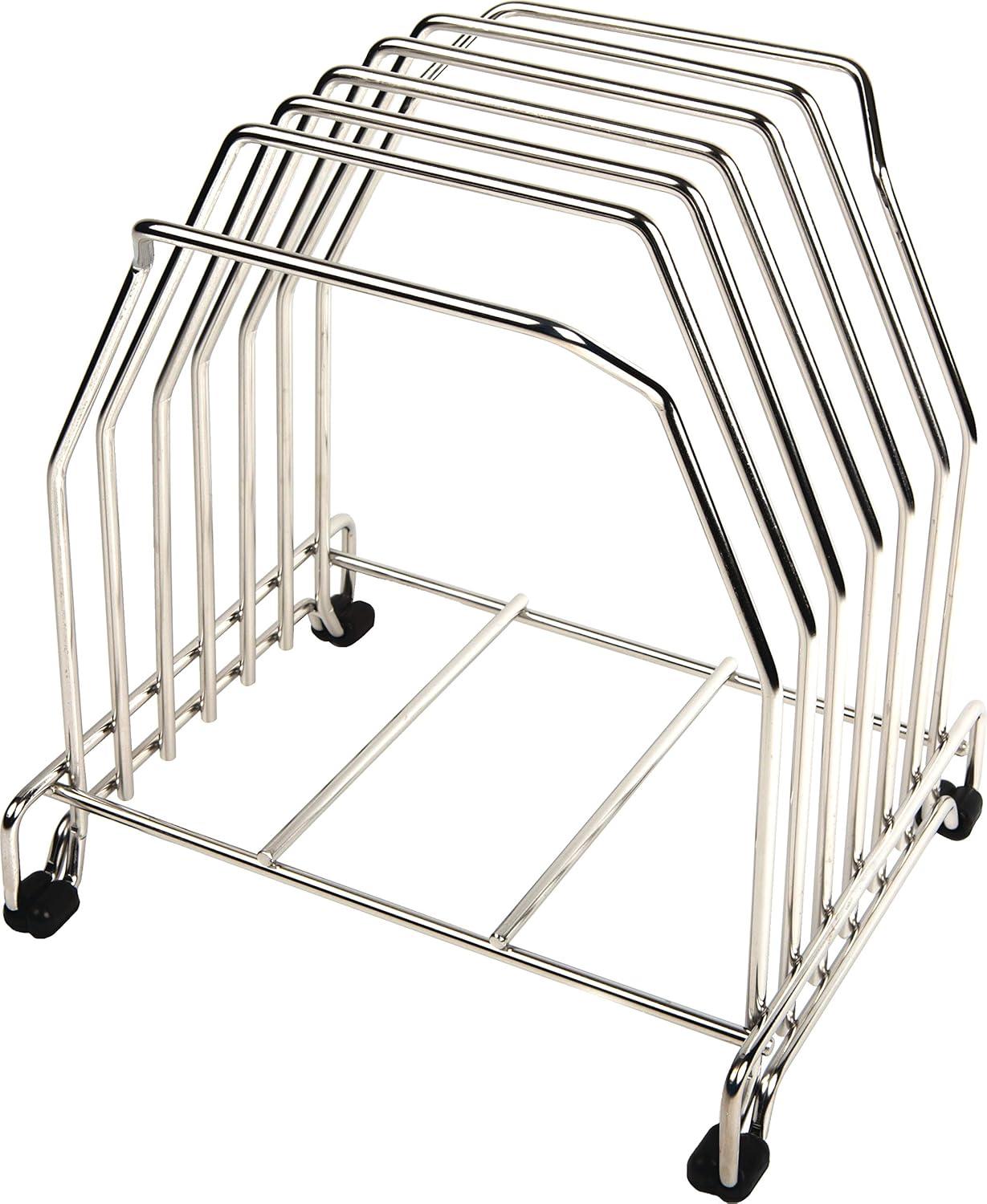Silver Stainless Steel 6-Slot Cutting Board Storage Rack