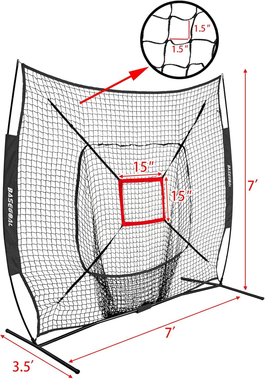 Zeny 7' x 7' Baseball Softball Practice Net Hitting Pitching Training Net w/Strike Zone,Bow Frame & Carry Bag