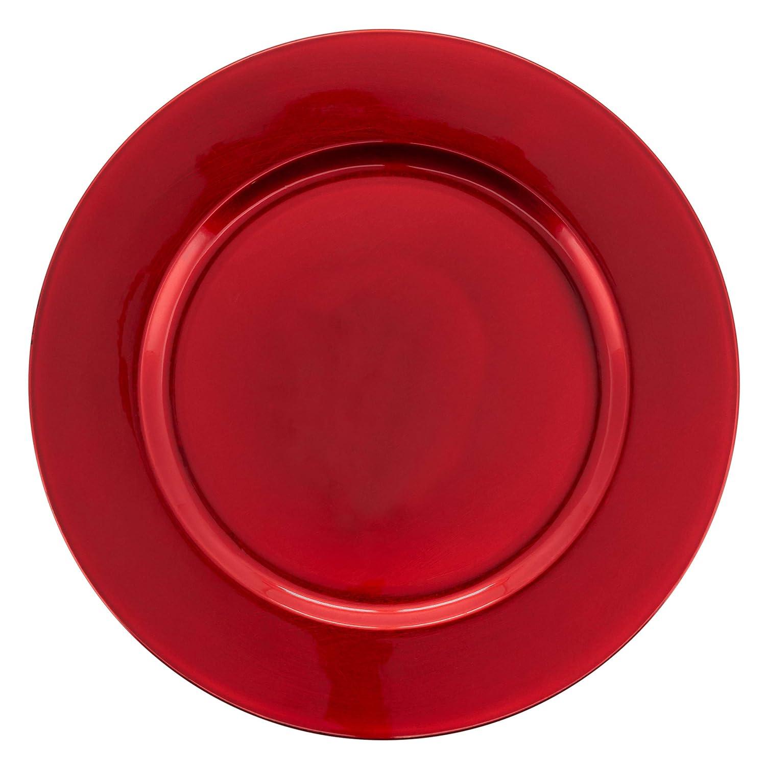 Saro Lifestyle Classic Solid Color Charger Plates, Red, 13" Round