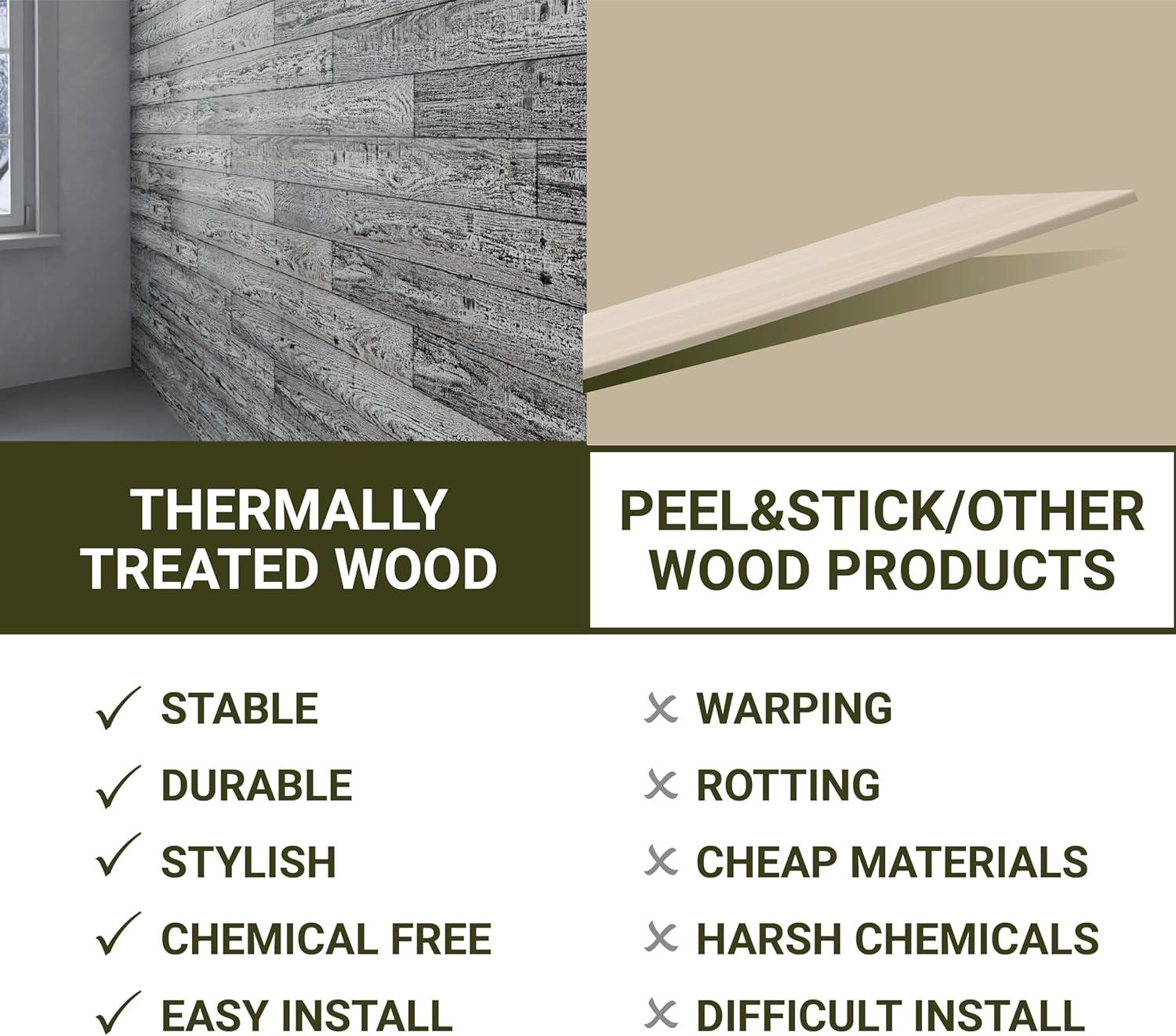 Thermo-Treated 1/4 in. x 5 in. x 4 ft. Barn Wood Wall Planks (10 sq. ft. 6-Pack)