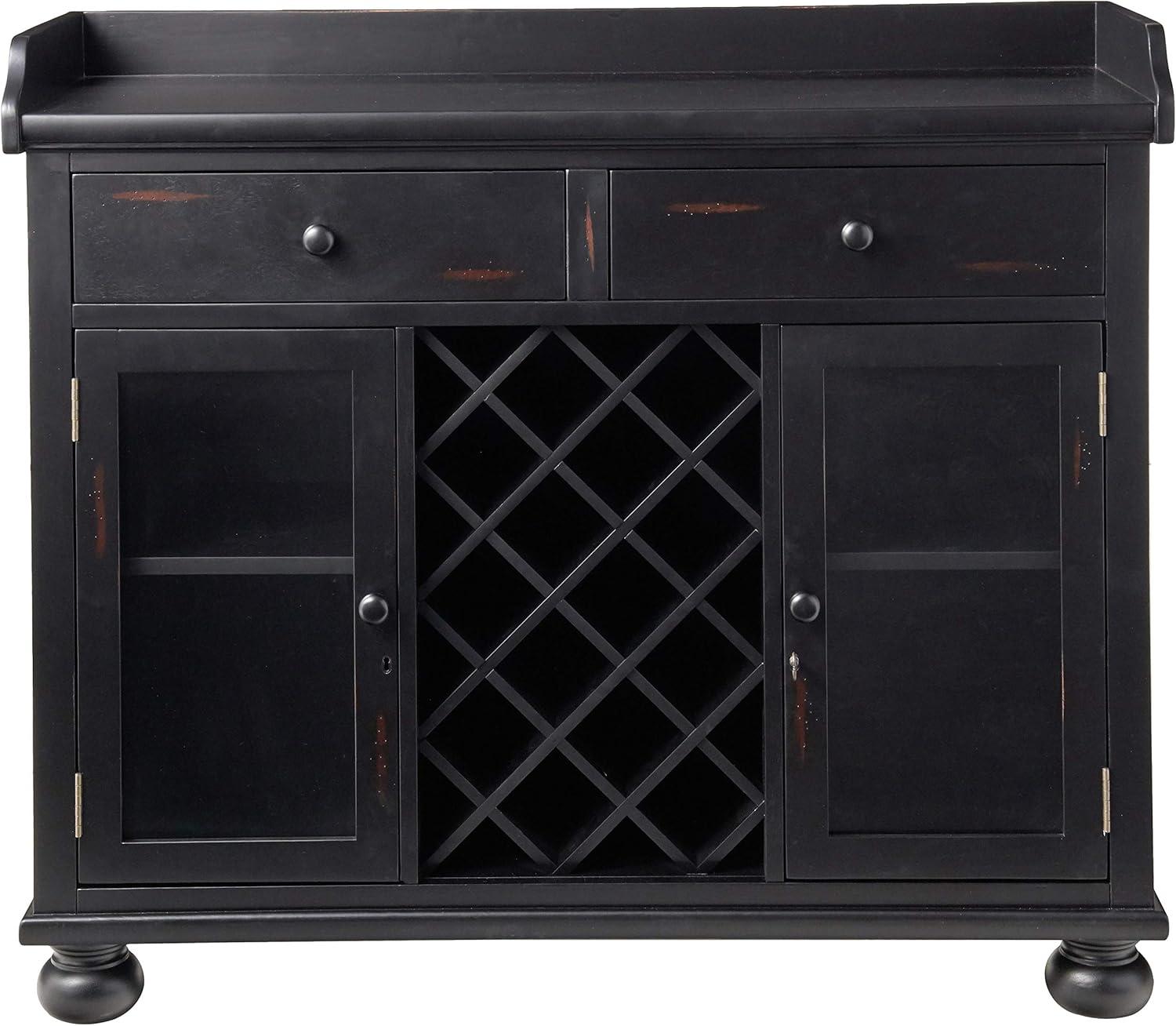 Worn Black 41" Hardwood Wine and Bar Console