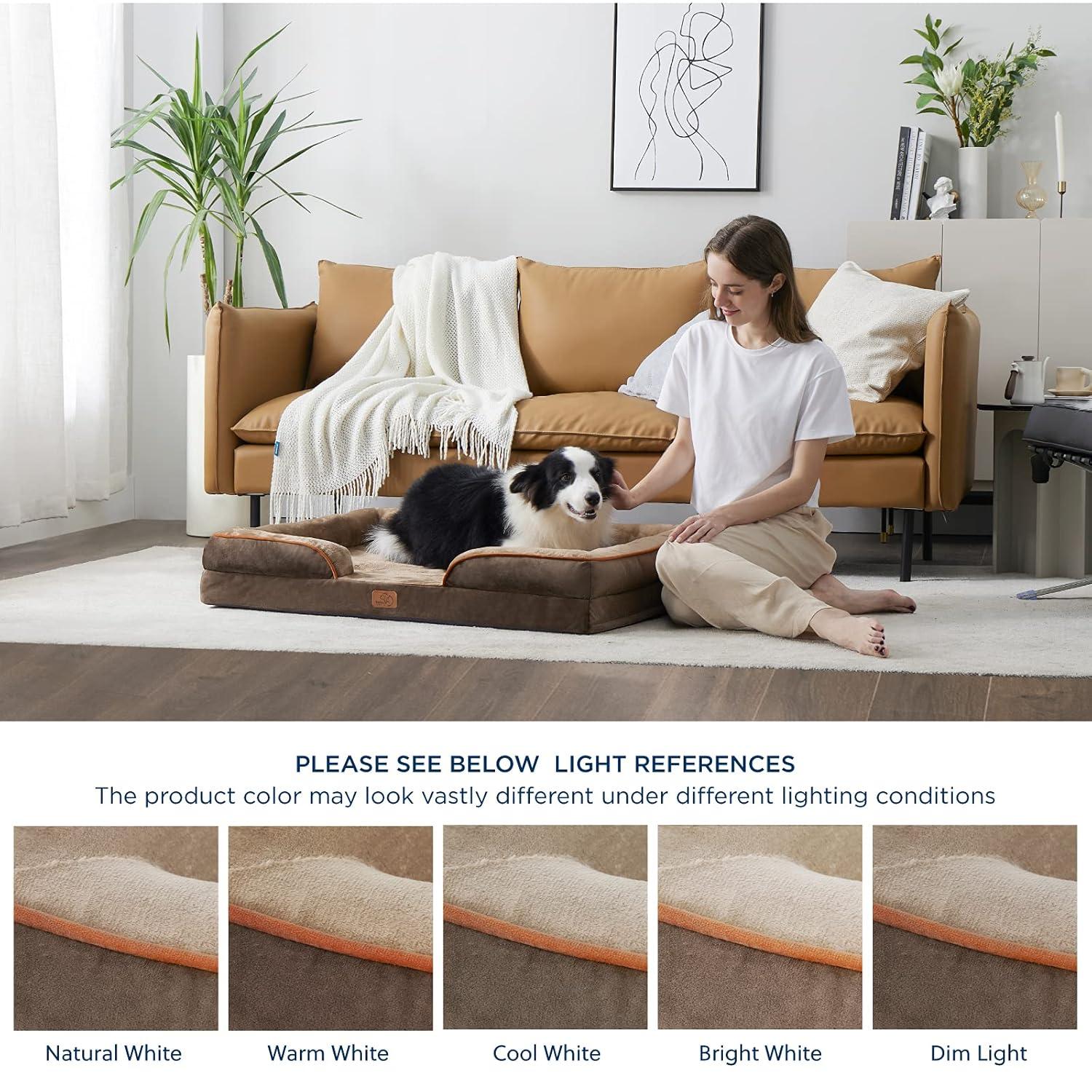 Orthopedic Dog Bed For Large Dogs - Big Washable Calming Dog Sofa Beds Large, Supportive Foam Pet Couch Bed With Removable Washable Cover, Waterproof Lining And Nonskid Bottom