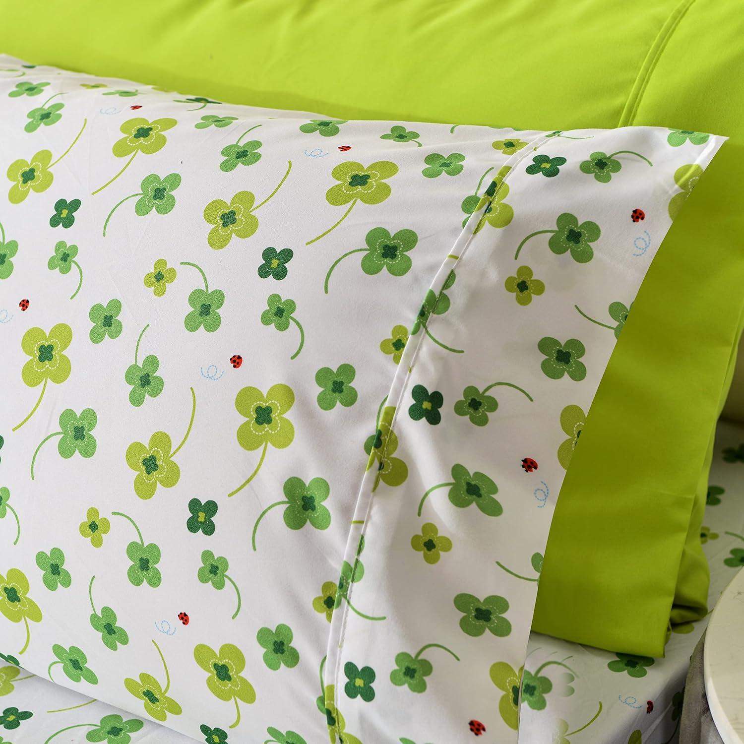 American Home Collection Green Flowers Bed Sheet Set Twin Full Queen King 4-6 Piece