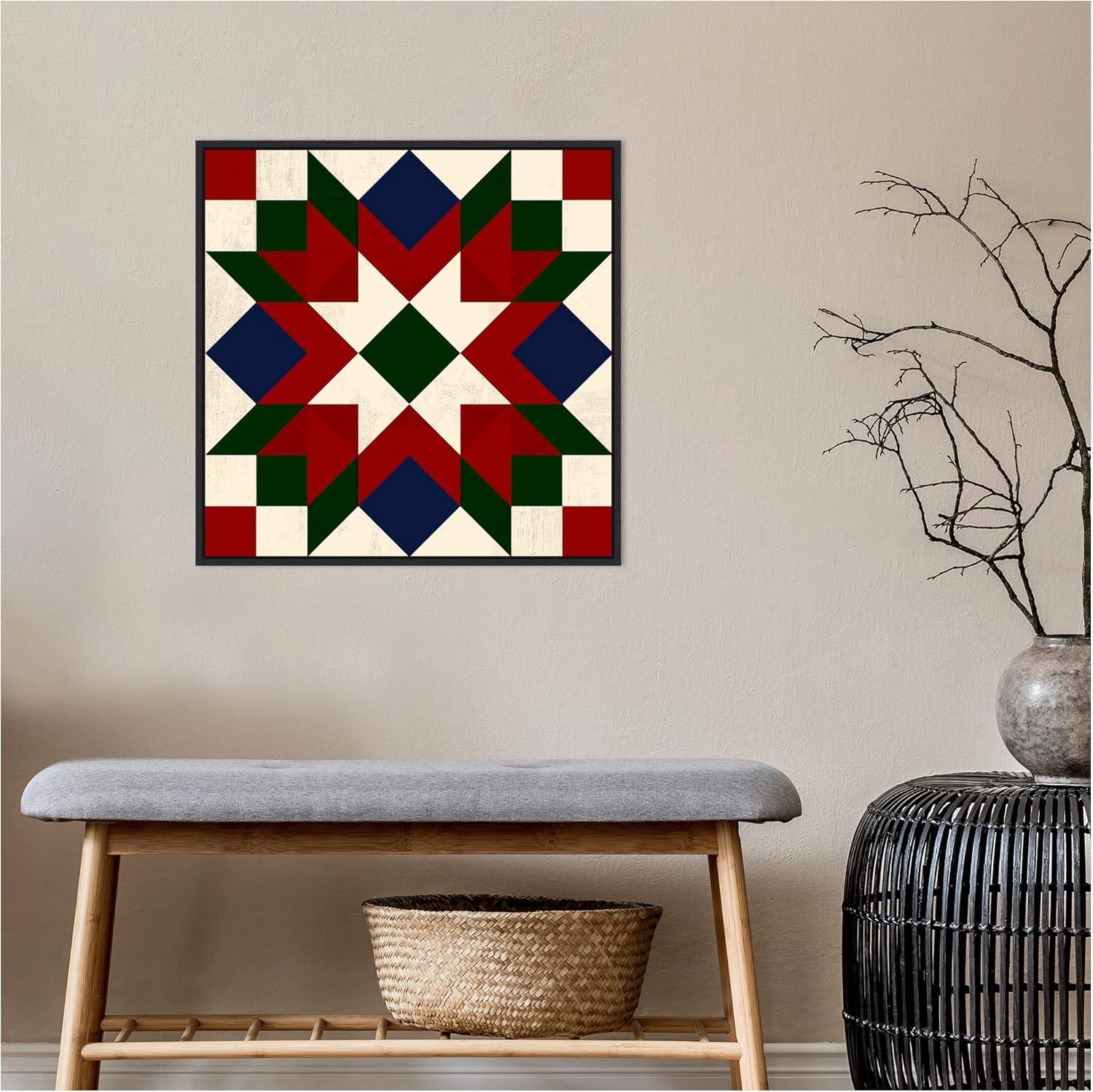 Amanti Art Christmas Barn Quilt IV by Victoria Barnes Framed Canvas Wall Art