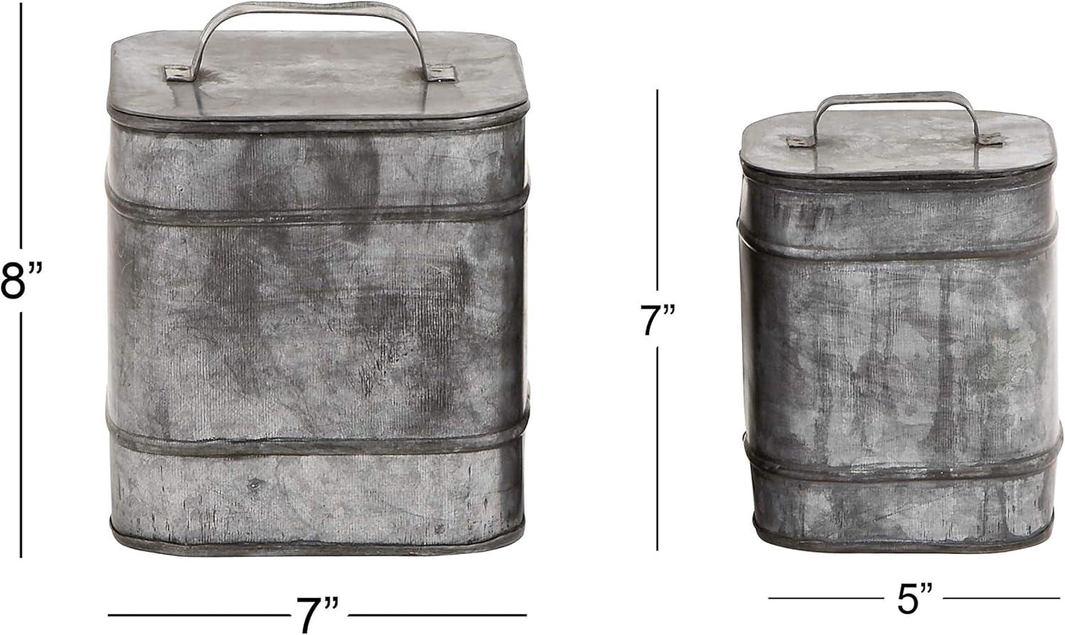 Silver Weathered Metal Canister Set, 2-Piece